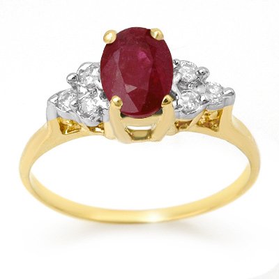 Certified 1.35ct Diamond & Ruby Ladies Ring Yellow Gold