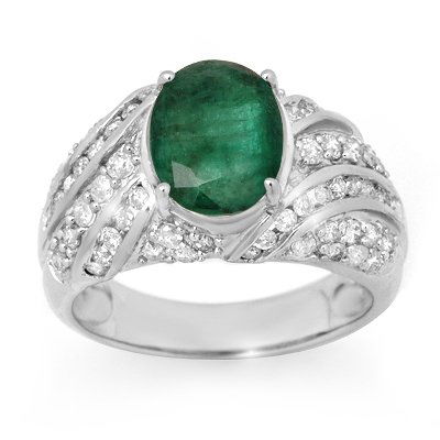Men's Ring 5.25ctw Certified Emerald & Diamond 14K: Lot no.: 99831A GENUINE 5.25 ctw ACA Certified EMERALD & DIAMOND RING IN 14KT IN WHITE GOLD GEMSTONE: 1 OVAL EMERALD 3.50ctw DIAMOND : 64 ROUND CUT 1.75ctw CLARITY: SI3-I2 COLOR: J-K SIZE: 10.0 GOLD: