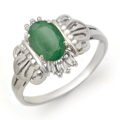 Certified 0.81ctw Emerald & Diamond Ring White Gold