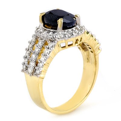 Certified 4.56ctw Sapphire & Diamond Ring 14K Gold