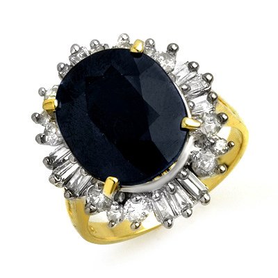 Amazing 10.99ctw Sapphire & Diamond Ring 14K Gold
