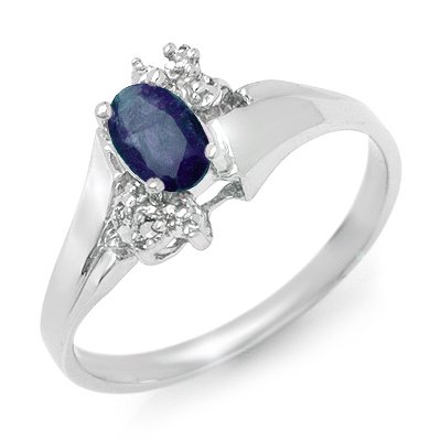 Certified 0.77ctw Diamond & Sapphire Ring White Gold