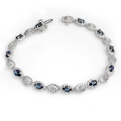 ACA Certified 4.82ctw Sapphire & Diamond Bracelet Gold