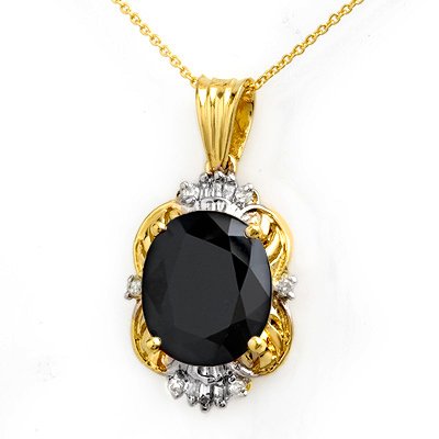 Certified 8.59ctw Diamond & Sapphire Pendant 14K Gold