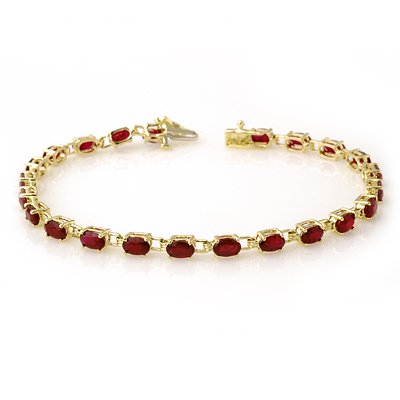 ACA Certified 7.0ctw Ruby Ladies Tennis Bracelet Gold