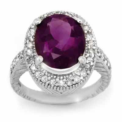 ACA Certified 5.50ctw Amethyst & Diamond Ring 14K Gold: Lot no.: 99317A VINTAGE STYLE 5.50 ctw AMETHYST & DIAMOND RING IN 14KT WHITE GOLD GEMSTONE: 1 OVAL CUT AMETHYST 5.00 ctw DIAMOND: 34 ROUND DIAMONDS 0.50 ctw CLARITY: SI2-I1 COLOR: H-J GOLD: APPROXIMAT