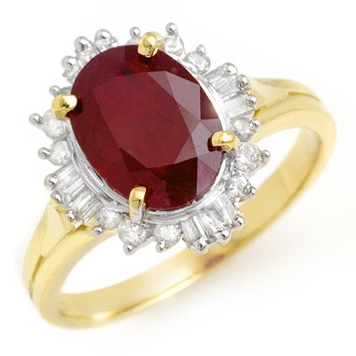 Certified 3.66ctw Ruby & Diamond Ring 14K Yellow Gold