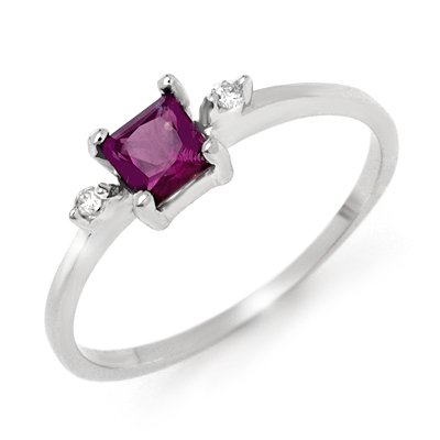 Certified .33ctw Amethyst & Diamond Ring White Gold