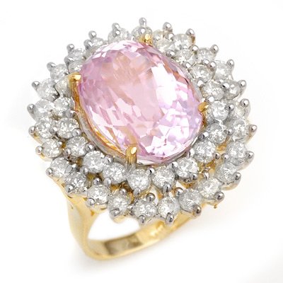 ACA Certified 12.08ctw Kunzite & Diamond Ring 14K Gold: Lot no.: 99643A GENUINE 12.08ctw KUNZITE & DIAMOND RING IN 14KT YELLOW GOLD GEMSTONE: 1 OVAL CUT KUNZITE 9.60 ctw DIAMOND: 46 ROUND CUT 2.48ctw CLARITY: SI3-I2 COLOR: H-K GOLD: APPROXIMATELY 9.50 GRAM
