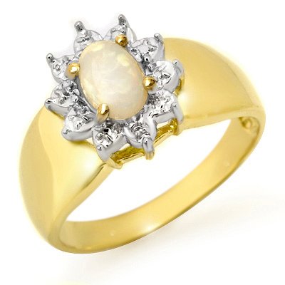 Overstock Certified .33ctw Opal Ladies Ring Yellow Gold