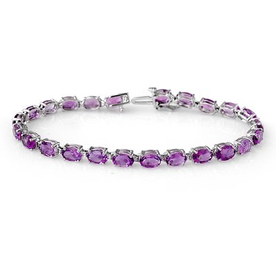 Certified 10.10ctw Amethyst Ladies Bracelet White Gold