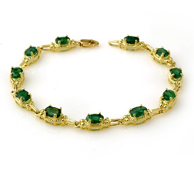 Overstock 6.10ctw Emerald Ladies Bracelet Yellow Gold