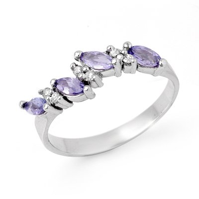 Certified .75ctw Tanzanite & Diamond Ring White Gold
