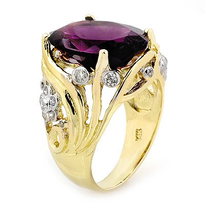 ACA Certified 8.54ctw Amethyst & Diamond Ring 14K Gold
