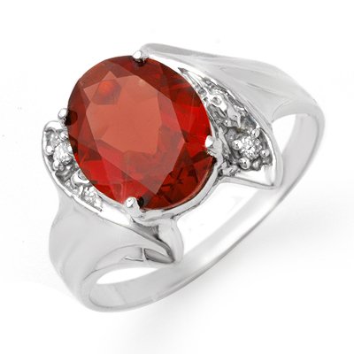 Certified 1.64ctw Garnet & Diamond Ring White Gold: Lot no.: 90025 BRAND NEW , GENUINE 1.64 CTW GARNET & DIAMOND RING IN 10KT WHITE GOLD GEMSTONE: 1 OVAL CUT GARNET 1.62ctw DIAMOND: 2 ROUND DIAMONDS 0.02ctw CLARITY: SI3-I2 COLOR: H-K GOLD: 2.4 GRAMS RI
