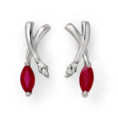 Certified .75ctw Ruby & Diamond Earring White Gold