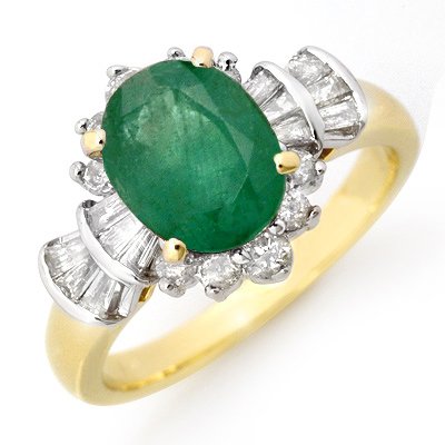 Certified 2.01ctw Emerald & Diamond Ring 14K Gold