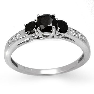 Overstock 0.80ctw White & Black Diamond Ring 14K Gold