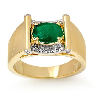ACA Overstock 1.83ctw Diamond & Emerald Men's Gold Ring: Lot no.: 90826 ACA OVERSTOCK 1.83 ctw DIAMOND & EMERALD MEN'S RING IN 10KT YELLOW GOLD GEMSTONE: 1 OVAL CUT EMERALD 1.75 ctw DIAMOND: 10 ROUND CUT 0.08 ctw CLARITY: I1 COLOR: H-K SIZE: 10.0 GOLD: APPR
