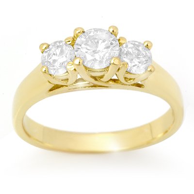 Certified 1.0ctw Three-Stone Diamond Ring 14K Gold