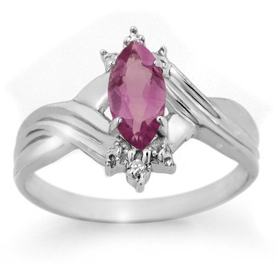 ACA Certified .51ctw Amethyst & Diamond Ring White Gold