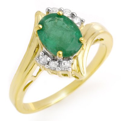 ACA Certified 1.5ctw Diamond & Emerald Ring Yellow Gold: Lot no.: 90604 VINTAGE STYLE 1.50 ctw OVAL EMERALD & DIAMOND RING IN 10KT YELLOW GOLD GEMSTONE: 1 OVAL EMERALD 1.38 ctw DIAMOND: 6 ROUND CUT 0.14 ctw CLARITY: SI-I COLOR: G-I GOLD: 3.4 GRAMS RING SIZE