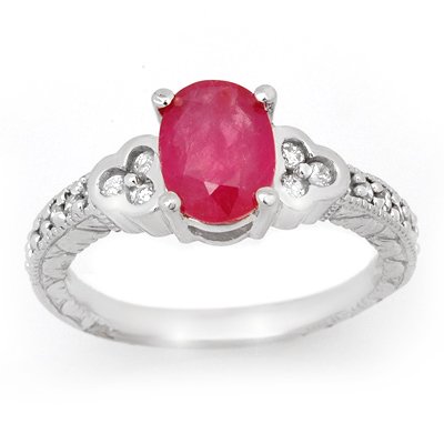 Overstock 2.31ctw Certified Ruby & Diamond Ring Gold: Lot no.: 99316A BRAND NEW, GENUINE 2.31 ctw RUBY & DIAMOND VINTAGE RING IN 14KT WHITE GOLD GEMSTONE: 1 OVAL CUT RUBY 1.79ctw DIAMOND: 16 ROUND DIAMONDS 0.52ctw CLARITY: SI2-I1 COLOR: H-J GOLD: APPROXI