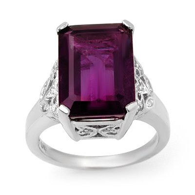 Overstock 8.20ctw Amethyst & Diamond Ring White Gold: Lot no.: 99482A A CLASSIC 8.20ctw AMYTHEST & DIAMOND RING IN A BEAUTIFUL 14K WHITE GOLD SETTING GEMSTONE: AMYTHEST 8.00ctw DIAMONDS:14 ROUND BRILLIANTS 0.20ctw COLOR: SI2 - I1 CLARITY: H-J GOLD: APPRO