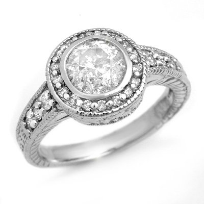 Solitaire 1.35ct Diamond Engagement Anniversary Ring: Lot no.: 99622A BRAND NEW 1.35ctw VINTAGE STYLE DIAMOND ENGAGEMENT ANNIVERSARY RING SET IN 14K WHITE GOLD GEMSTONE: 1 ROUND BRILLIANT 1.02ctw SIDE DIAMOND: 23 ROUND BRILLIANT 0.33ctw CLARITY: SI3-I1 C