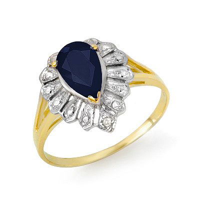 Certified 1.12ctw Sapphire & Diamond Ring Yellow Gold: Lot no.: 99002A BRAND NEW , GENUINE 1.12 CTW SAPPHIRE & DIAMOND RING IN 10KT YELLOW GOLD GEMSTONE: 1 PEAR CUT SAPPHIRE 1.10ctw DIAMOND: 1 ROUND DIAMONDS 0.02ctw CLARITY: SI3-I2 COLOR: H-K GOLD: 1.8 GR