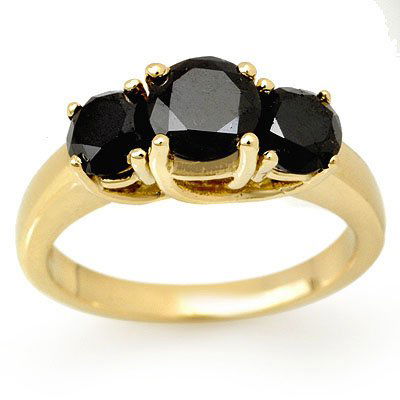 Overstock 2.5ct Three-Stone Black Diamond Ring 14K Gold: Lot no.: 90833 GENUINE 2.5ctw THREE-STONE BLACK DIAMOND RING IN 14KT YELLOW GOLD BLACK DIAMOND: 3 ROUND CUT 2.5 ctw CLARITY: NATURAL OPAQUE COLOR: DEEP BLACK GOLD: APPROXIMATELY 4.50 GRAMS SIZE: 6.0 D