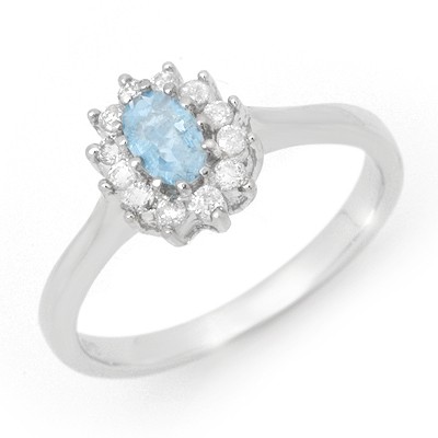 Certified 0.45ctw Aquamarine & Diamond Ring White Gold: Lot no.: 99822A GENUINE 0.46 ctw AQUAMARINE & DIAMOND RING SET IN 14KT WHITE GOLD GEMSTONE: 1 OVAL AQUAMARINE 0.25ctw DIAMOND: 12 ROUND CUT 0.20ctw CLARITY: SI2-I2 COLOR: H-J GOLD: 3.15 GRAMS RING SIZ