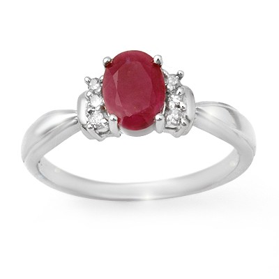 Certified 1.35ctw Ruby & Diamond Ring White Gold: Lot no.: 99423A GENUINE SOLITAIRE 1.35 CT RUBY & DIAMOND RING GEMSTONE: 1 OVAL CUT RUBY 1.25 ctw DIAMOND: 6 ROUND DIAMONDS 0.10 ctw CLARITY: SI COLOR: G-I GOLD: 2.80 GRAMS SIZE: 6 1/2 DIMENSION: APPRO