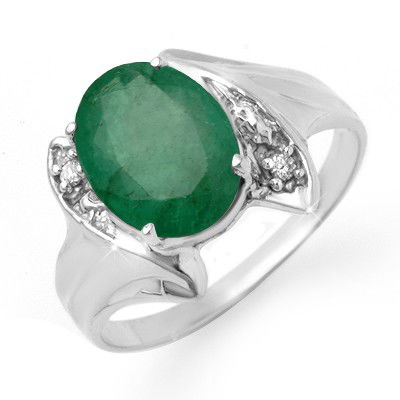 ACA Certified 2.32ctw Emerald & Diamond Ring 14K Gold: Lot no.: 99080A BRAND NEW , GENUINE 2.32 CTW EMERALD & DIAMOND RING IN 14KT WHITE GOLD GEMSTONE: 1 OVAL CUT EMERALD 2.30ctw DIAMOND: 2 ROUND DIAMONDS 0.02ctw CLARITY: SI3-I2 COLOR: H-K GOLD: 3.10 GRAM