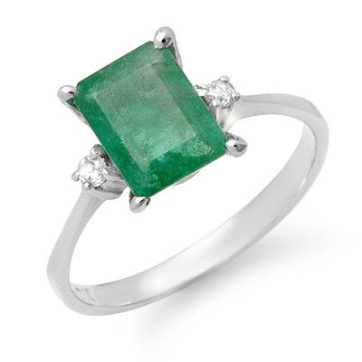 Certified 1.59ctw Emerald & Diamond Ring White Gold: Lot no.: 99044A BRAND NEW , GENUINE 1.59 CTW EMERALD & DIAMOND RING IN 10KT WHITE GOLD GEMSTONE: 1 OCTAGON CUT EMERALD 1.56ctw DIAMOND: 2 ROUND DIAMONDS 0.03ctw CLARITY: SI3-I2 COLOR: H-K GOLD: 2.4 GR