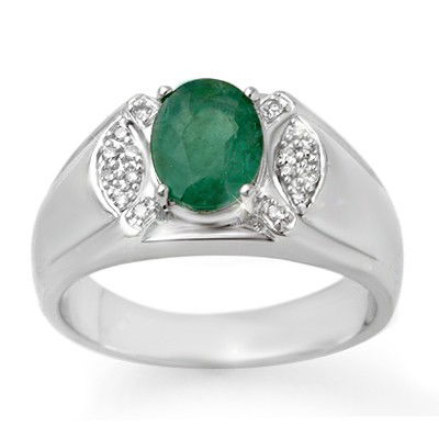 ACA Certified 2.15ctw Emerald & Diamond Men's Ring Gold: Lot no.: 90762 ACA CERTIFIED 2.15ctw EMERALD & DIAMOND MEN'S RING IN 10KT WHITE GOLD GEMSTONE: 1 OVAL EMERALD 2.0ctw DIAMOND: 16 ROUND CUT 0.15ctw CLARITY: I COLOR: H-K SIZE: 10.0 GOLD: APPROXIMATELY