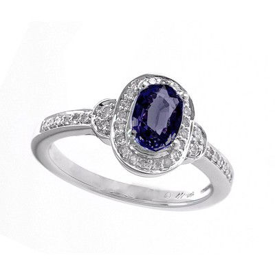 GENUINE 1.02 ctw DIAMOND and BLUE SAPPHIRE RING 14K WHI: Diamond count: 36 Round cut Diamond weight: 0.2 CT Diamond Color & Clarity: I/ SI1-SI2Gemstone count: 1 Oval cut BLUE SAPPHIRE@ 0.82 CT Gemstone quality: AA Metal: 14K WHITE GOLD Approx. 4.9 grams Dim