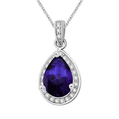 GENUINE 1.26 ctw DIAMOND and BLUE SAPPHIRE PENDANT 14K : Diamond count: 45 Round cut Diamond weight: 0.26 CT Diamond Color & Clarity: I/ SI1-SI2Gemstone count: 1 Pear cut BLUE SAPPHIRE@ 1 CT Gemstone quality: AA Metal: 14K WHITE GOLD Approx. 1.8 grams Dimen