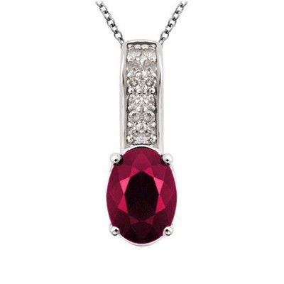 GENUINE 1.6 ctw DIAMOND and RUBY PENDANT 14K WHITE GOL: Diamond count: 12 Round cut Diamond weight: 0.6 CT Diamond Color & Clarity: I/ SI1-SI2Gemstone count: 1 Oval cut RUBY @ 1 CT Gemstone quality: AA Metal: 14K WHITE GOLD Approx. 1.5 grams Dimension: App