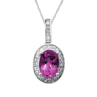 GENUINE 1.12 ctw DIAMOND and AMETHYST PENDANT 14K WHIT: Diamond count: 22 Round cut Diamond weight: 0.12 CT Diamond Color & Clarity: I/ SI1-SI2Gemstone count: 1 Oval cut AMETHYST @ 1 CT Gemstone quality: AA Metal: 14K WHITE GOLD Approx. 1.7 grams Dimension
