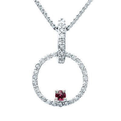 GENUINE 0.23 ctw DIAMOND and RUBY PENDANT 14K WHITE GO: Diamond count: 35 Round cut Diamond weight: 0.18 CT Diamond Color & Clarity: I/ SI1-SI2Gemstone count: 1 Round cut RUBY @ 0.05 CT Gemstone quality: AA Metal: 14K WHITE GOLD Approx. 1.2 grams Dimension