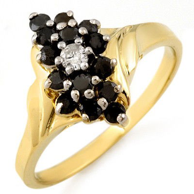 Natural 0.65 ctw Diamond Ring 10K Yellow Gold: Diamond: 15 Round cut @ 0.65 ctw Clarity: SI-I/ Opaque Color: H-K/ BlackMetal Purity & Color : 10K Gold-YellowGold weight: 3.0 gramsRing size (US): 7Dimension: Approx. 3/8" x 1/4"This ring can be re-s