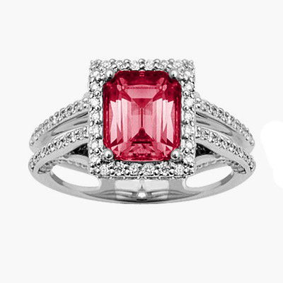 GENUINE 2.2 ctw DIAMOND and RUBY RING 14K WHITE GOLD: Diamond count: 140 Round cut Diamond weight: 0.7 CT Diamond Color & Clarity: I/ SI1-SI2Gemstone count: 1 Octagon cut RUBY @ 1.5 CT Gemstone quality: AA Metal: 14K WHITE GOLD Approx. 6.7 grams Ring siz