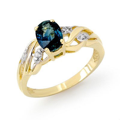 Genuine 1.13ctw Sapphire & Diamond Ring 10K Yellow Gold: Diamond: 2 Round cut @ 0.02 ctw Clarity: SI-I Color: H-KGemstone: Natural SapphireGemstone color: BlueGemstone quality: Good-to-Very GoodGemstone Cut & Weight: 1 Oval cut @ 1.11 ctwMetal Purity & Colo