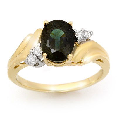 Genuine 1.67ctw Sapphire & Diamond Ring 10K Yellow Gold: Diamond: 4 Round cut @ 0.08 ctw Clarity: SI-I Color: H-KGemstone: Natural SapphireGemstone color: BlueGemstone quality: Good-to-Very GoodGemstone Cut & Weight: 1 Oval cut @ 1.59 ctwMetal Purity & Colo