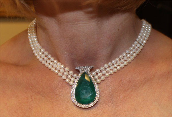 Magnificent One of a Kind Diamond Necklace: A magnificent, one of a kind Diamond Necklace, all hand made in 14k white gold. With 58 pieces of Natural Diamonds totaling 2 carats of SI3 clarity and H color. Three strands of fresh water pearl size