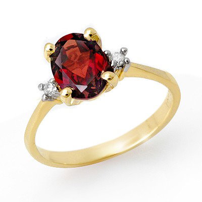 Genuine 1.54 ctw Garnet & Diamond Ring 10K Yellow Gold: Genuine 1.54 ctw Garnet & Diamond Ring 10K Yellow Gold, Diamond: 2 Round cut @ 0.03 ctw Clarity: SI-I Color: H-KGemstone: Natural GarnetGemstone color: RedGemstone quality: Good-to-Very GoodGemstone C