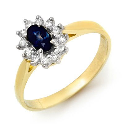 Genuine 0.51ctw Sapphire & Diamond Ring 10K Yellow Gold: Diamond: 12 Round cut @ 0.13 ctw Clarity: SI-I Color: H-KGemstone: Natural SapphireGemstone color: BlueGemstone quality: Good-to-Very GoodGemstone Cut & Weight: 1 Oval cut @ 0.38 ctwMetal Purity & Col