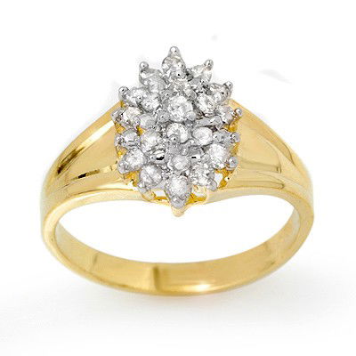 Natural 0.25 ctw Diamond Ring 10K Yellow Gold: Diamond: 21 Round cut @ 0.25 ctw Clarity: SI-I Color: H-KMetal Purity & Color : 10K Gold-YellowGold weight: 2.80 gramsRing size (US): 7Dimension: Approx. 1/2" x 3/8"This ring can be re-size for an add