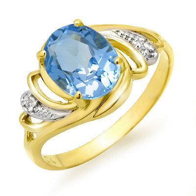 Genuine 2.53 ctw Blue Topaz & Diamond Ring 10K Gold * M: Diamond: 2 Round cut @ 0.03 ctw Clarity: SI-I Color: H-KGemstone: Natural TopazGemstone color: BlueGemstone quality: Good-to-Very GoodGemstone Cut & Weight: 1 Oval cut @ 2.50 ctwMetal Purity & Color :